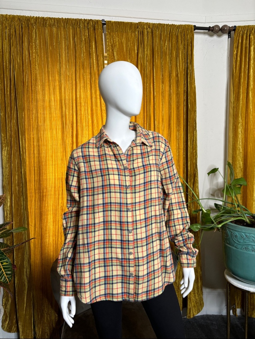 Urban Outfitters Yellow Plaid Button-Down Shirt
